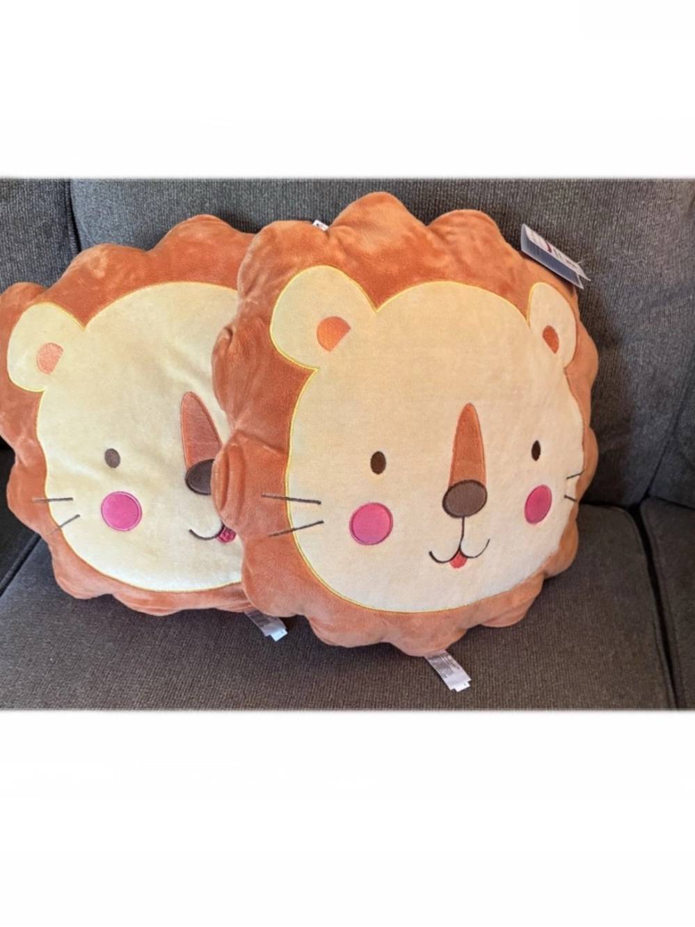 Cute Lion Face Plush Throw Pillows - - 2 included!